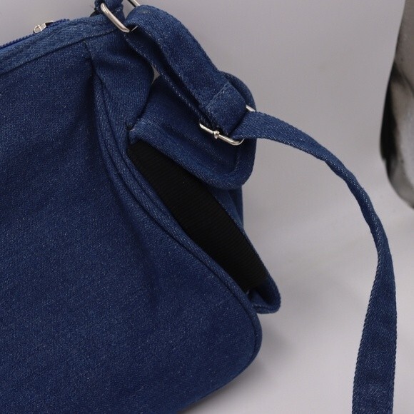 Vintage 90s Y2K Denim Messenger Bag Floral Embroidered Boho Purse - Picture 2 of 12